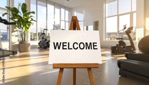 Welcome Sign Modern Gym Entrance