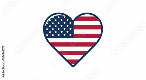 Heart shape featuring the American flag's stars and stripes pattern
