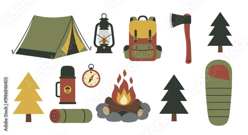 Quadro su tela Camping and Hiking Gear Collection for Outdoor Adventures.