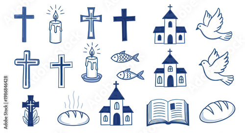 Christian Symbols and Religious Icons Collection.