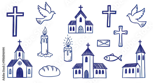 Christian Symbols and Religious Icons Collection.