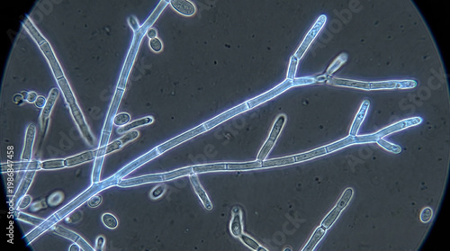 Light Microscopy of Candida Albicans True Hyphae with Parallel Septate Filaments and Apical Growth