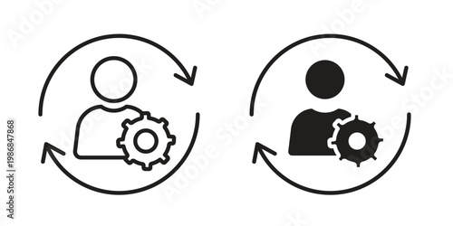 Adaptation icon design. Editable outlined stroke and solid symbols