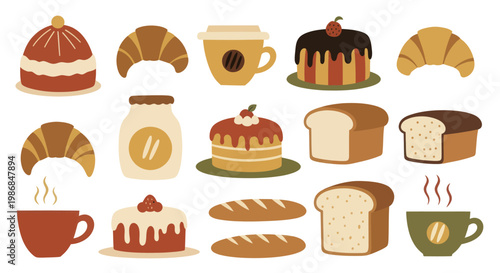 Collection of Delicious Baked Goods and Hot Beverages.