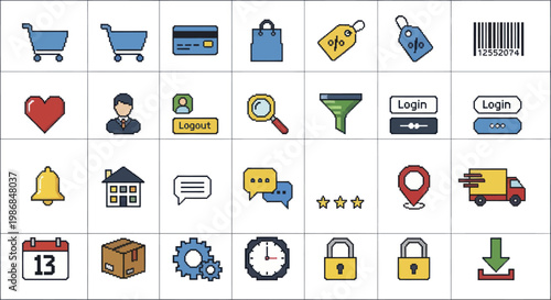 Collection of E-commerce and Business Icons for Digital Use.