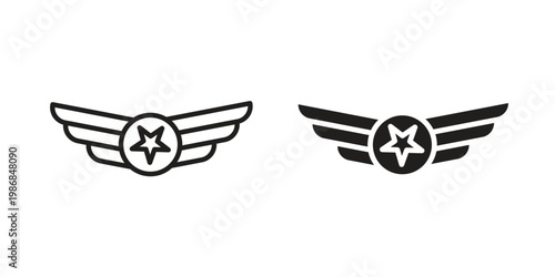 Air force icon design. Editable outlined stroke and solid symbols