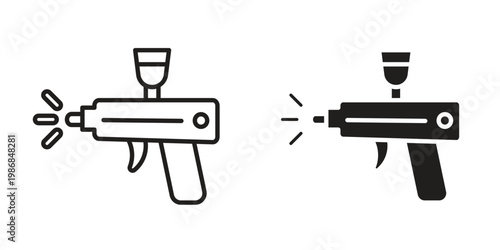 Airbrush icon design. Editable outlined stroke and solid symbols