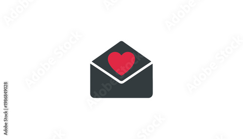 A heart symbol inside a closed envelope icon for love letters