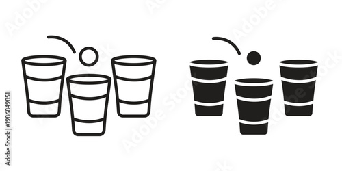Beer pong icon design. Editable outlined stroke and solid symbols