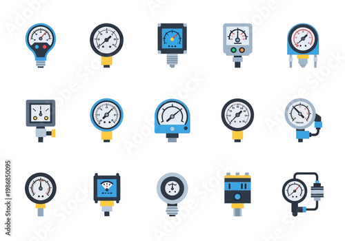 A collection of various gauges and meters on display