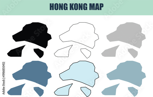 Hong Kong Map Variations with Diverse Color Palettes and Styles