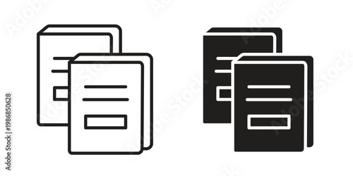 Books icon design. Editable outlined stroke and solid symbols