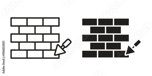 Brickwork icon design. Editable outlined stroke and solid symbols