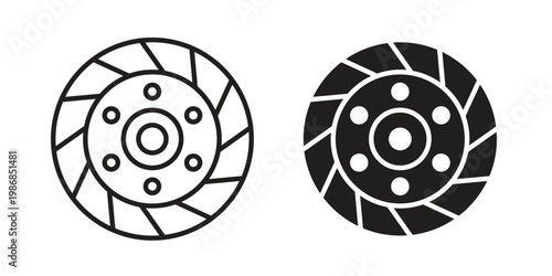 Car clutch icon design. Editable outlined stroke and solid symbols
