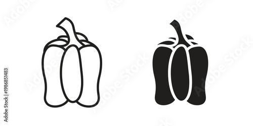 Capsicum icon design. Editable outlined stroke and solid symbols