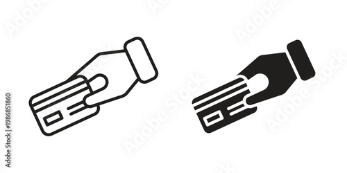Card payment icon design. Editable outlined stroke and solid symbols