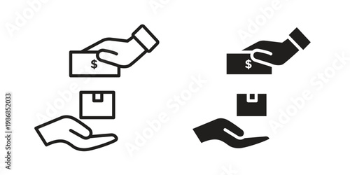 Cash on delivery icon design. Editable outlined stroke and solid symbols