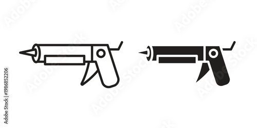 Caulk gun icon design. Editable outlined stroke and solid symbols