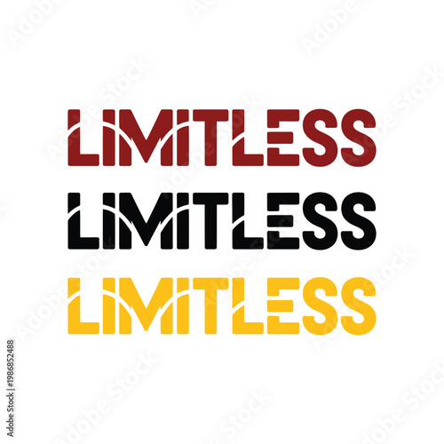 Limitless typography appears in a stacked arrangement with three colors.