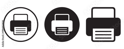 Printer Icon Set Vector, Minimal Flat Print Symbols in Black Style Isolated on White Background for UI, Web 
and App Design