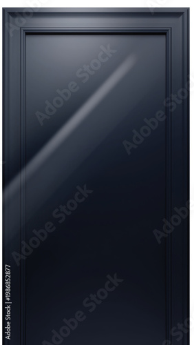 A dark, solid-colored door with a glossy finish and a handle.
