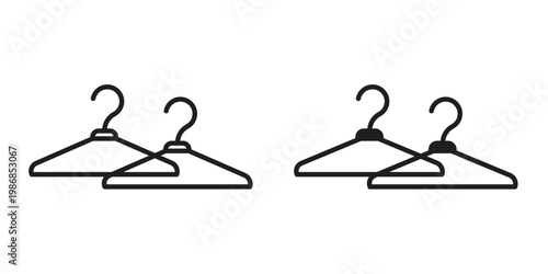 Clothes hanger icon design. Editable outlined stroke and solid symbols