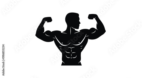 Black silhouette of a muscular man flexing his arms