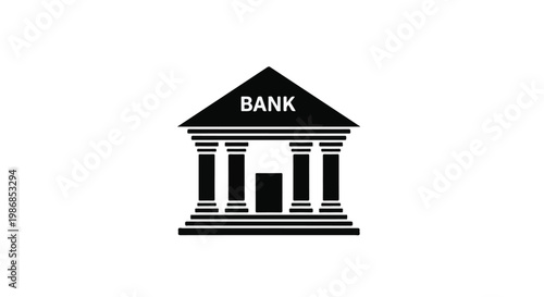 Black bank building icon with columns