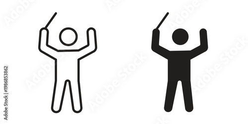 Conductor icon design. Editable outlined stroke and solid symbols