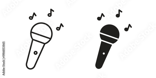 Concert icon design. Editable outlined stroke and solid symbols