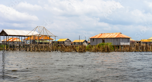 The village of Ganvie in the middle of Lake Nokoué near Cotonou in Benin, West Africa.