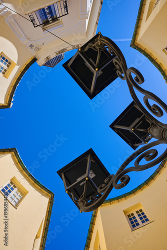 Streetlight in the streets of the old town of Málaga in Spain.