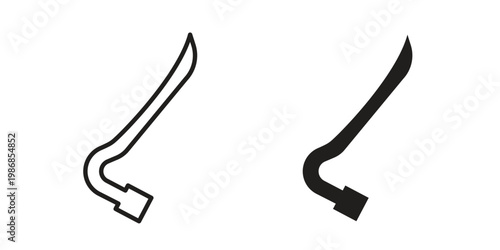 Crowbar icon design. Editable outlined stroke and solid symbols