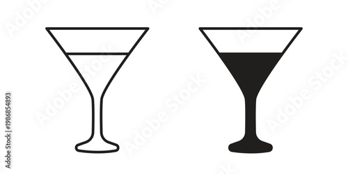 Cup of wine icon design. Editable outlined stroke and solid symbols