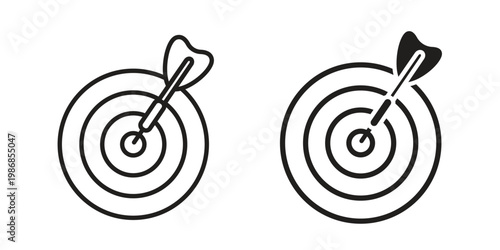Dart icon design. Editable outlined stroke and solid symbols