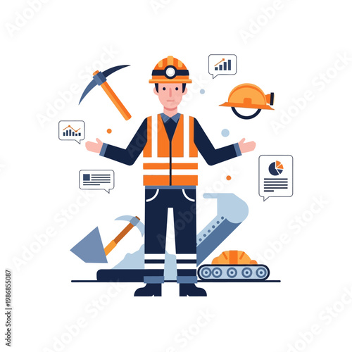 Minerologist Managing Mining Operations with Data Analytics and Tools