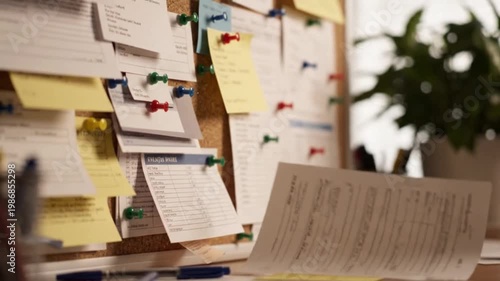 Chaotic Office Desk Corner Crumpled White Paper Balls Spilled Colorful Paperclips Soft Window Light Deadline Aftermath
