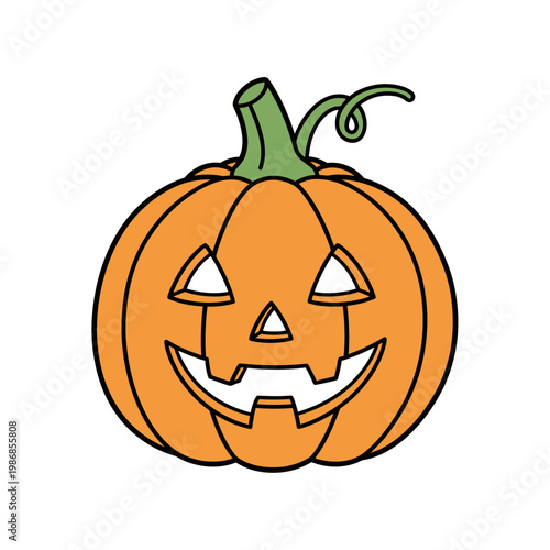 Smiling Halloween Jack o Lantern Pumpkin Illustration
