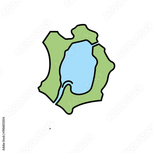 Simplified Map Illustration of Lake Biwa Shiga Japan