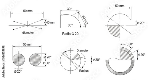 Technical Drawings and Engineering Schematics with Measurements.