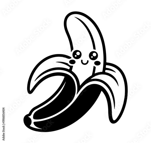 Excited banana kawai character vector illustration
