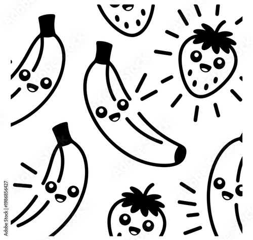 Excited banana kawai character vector illustration
