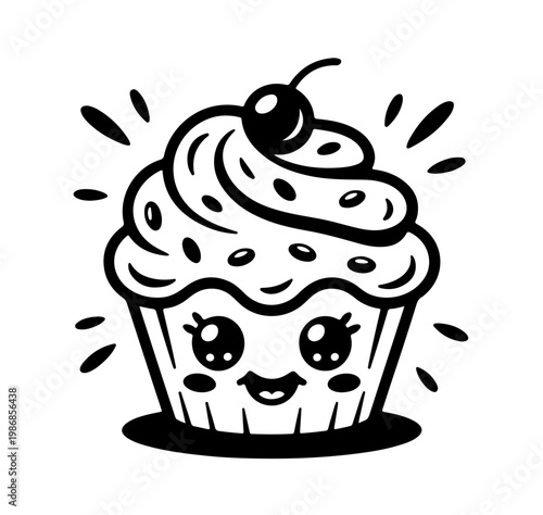 set cute kawai cupcakes 