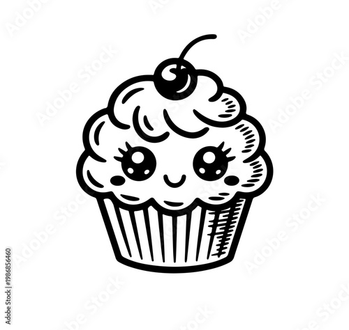 set cute kawai cupcakes 