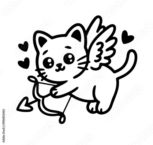 cute cat cupid kawai character cartoon illustration