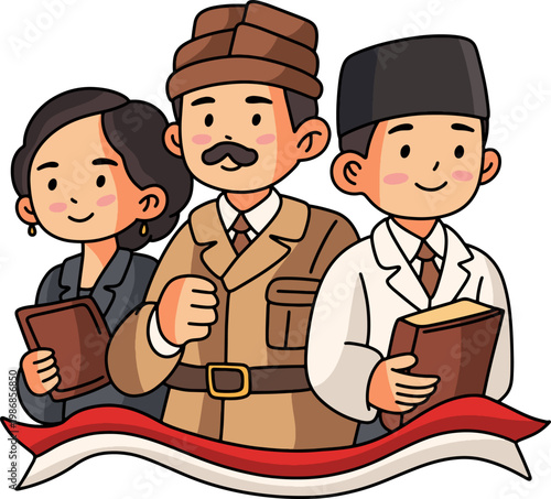 Pancasila Diverse People Flat Illustration Design
