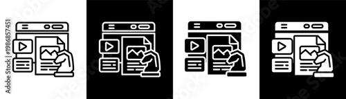 strategy white icon set design