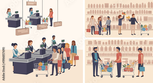 Supermarket Shopping Scenes