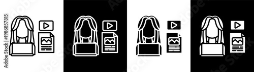 content creator white icon set design