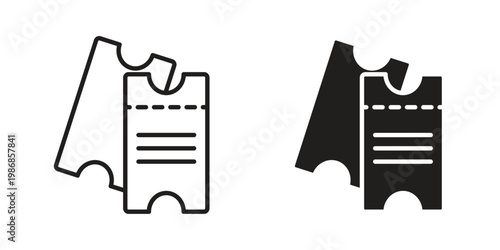 Eticket icon design. Editable outlined stroke and solid symbols